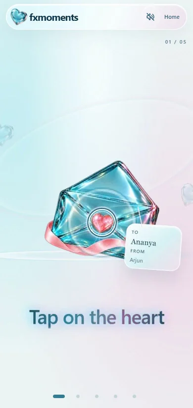 An example of the current Surprise Them experience: a personal envelope for Ananya from Arjun.